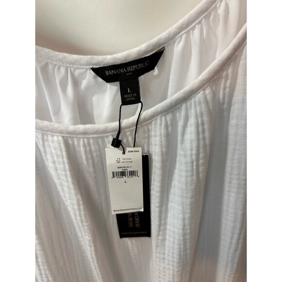 NWT Banana Republic Women's Frill-Sleeve Gauze Tiered Midi Dress White SZ Large - Picture 7 of 10